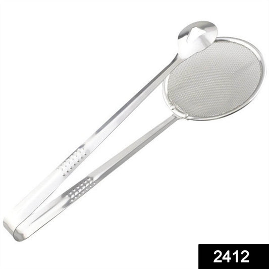 2In1 Stainless Steel Filter Spoon with Clip Food Kitchen Oil-Frying Multi-Functional - infinityexculsivestore.com