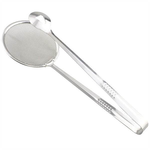 2In1 Stainless Steel Filter Spoon with Clip Food Kitchen Oil-Frying Multi-Functional - infinityexculsivestore.com