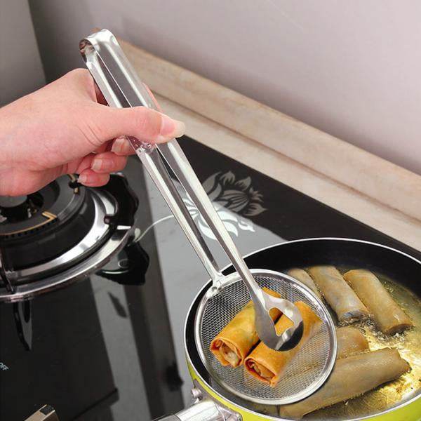 2In1 Stainless Steel Filter Spoon with Clip Food Kitchen Oil-Frying Multi-Functional - infinityexculsivestore.com