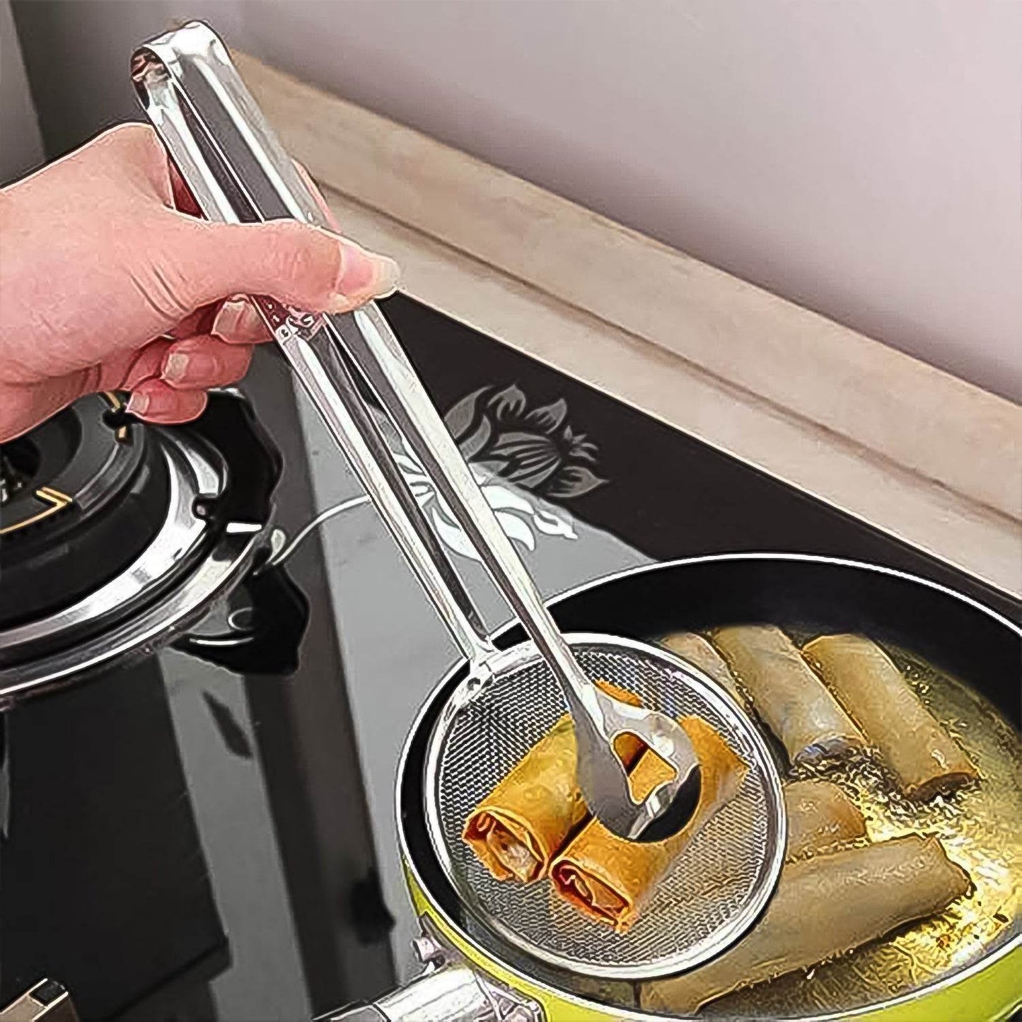 2In1 Stainless Steel Filter Spoon with Clip Food Kitchen Oil-Frying Multi-Functional - infinityexculsivestore.com