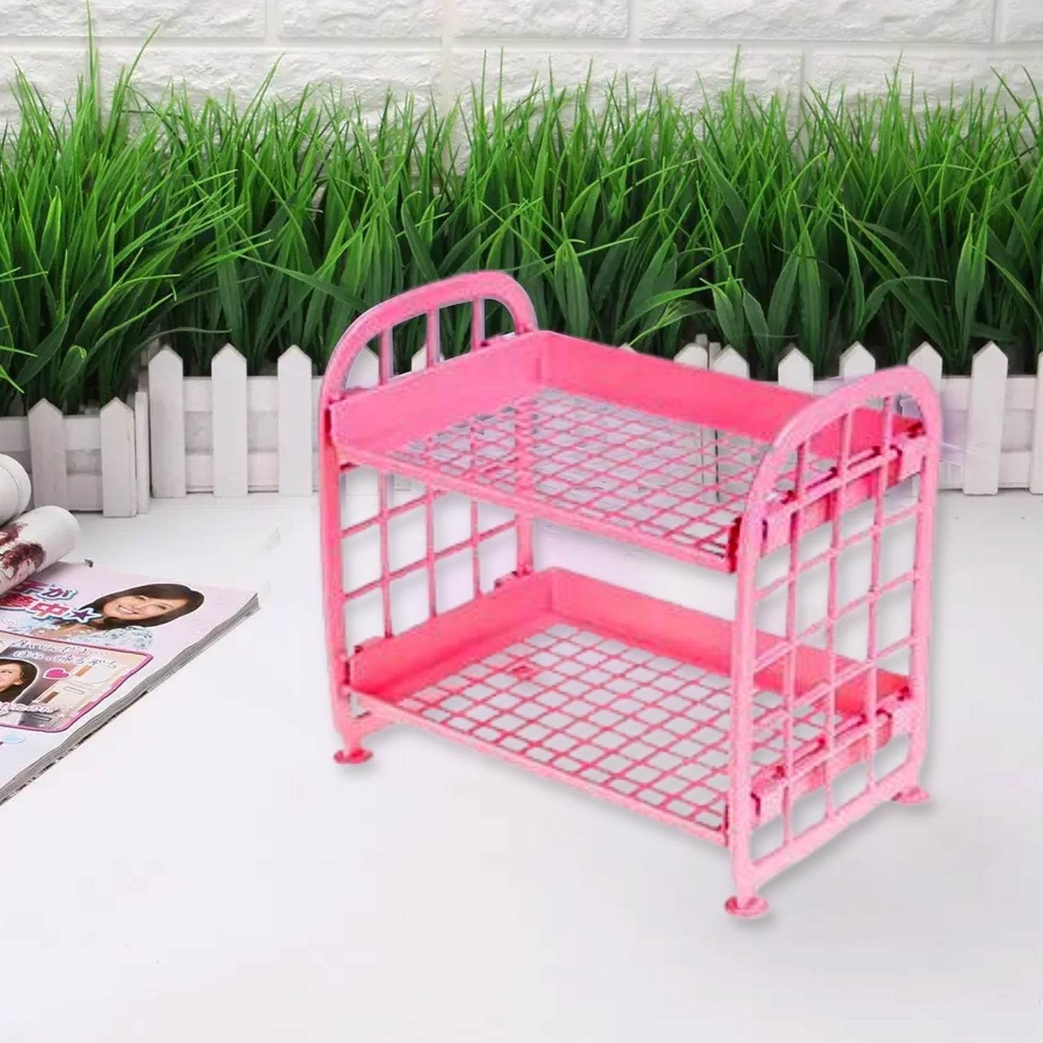 2Layer Foldable Plastic Small Storage Shelf / Rack (1 Pc / Mix Color) - infinityexculsivestore.com