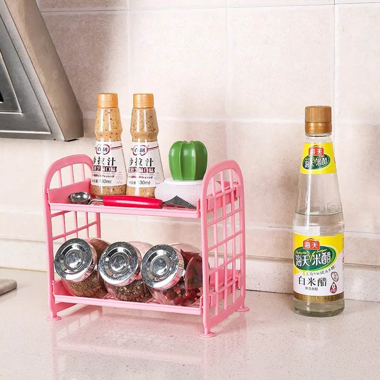 2Layer Foldable Plastic Small Storage Shelf / Rack (1 Pc / Mix Color) - infinityexculsivestore.com