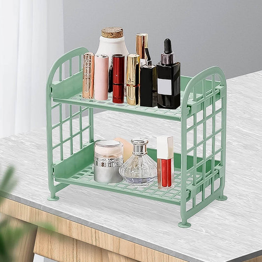 2Layer Foldable Plastic Small Storage Shelf / Rack (1 Pc / Mix Color) - infinityexculsivestore.com