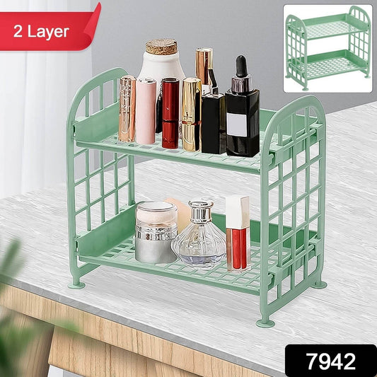 2Layer Foldable Plastic Small Storage Shelf / Rack (1 Pc / Mix Color) - infinityexculsivestore.com