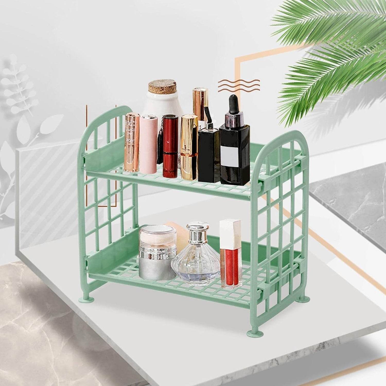 2Layer Foldable Plastic Small Storage Shelf / Rack (1 Pc / Mix Color) - infinityexculsivestore.com