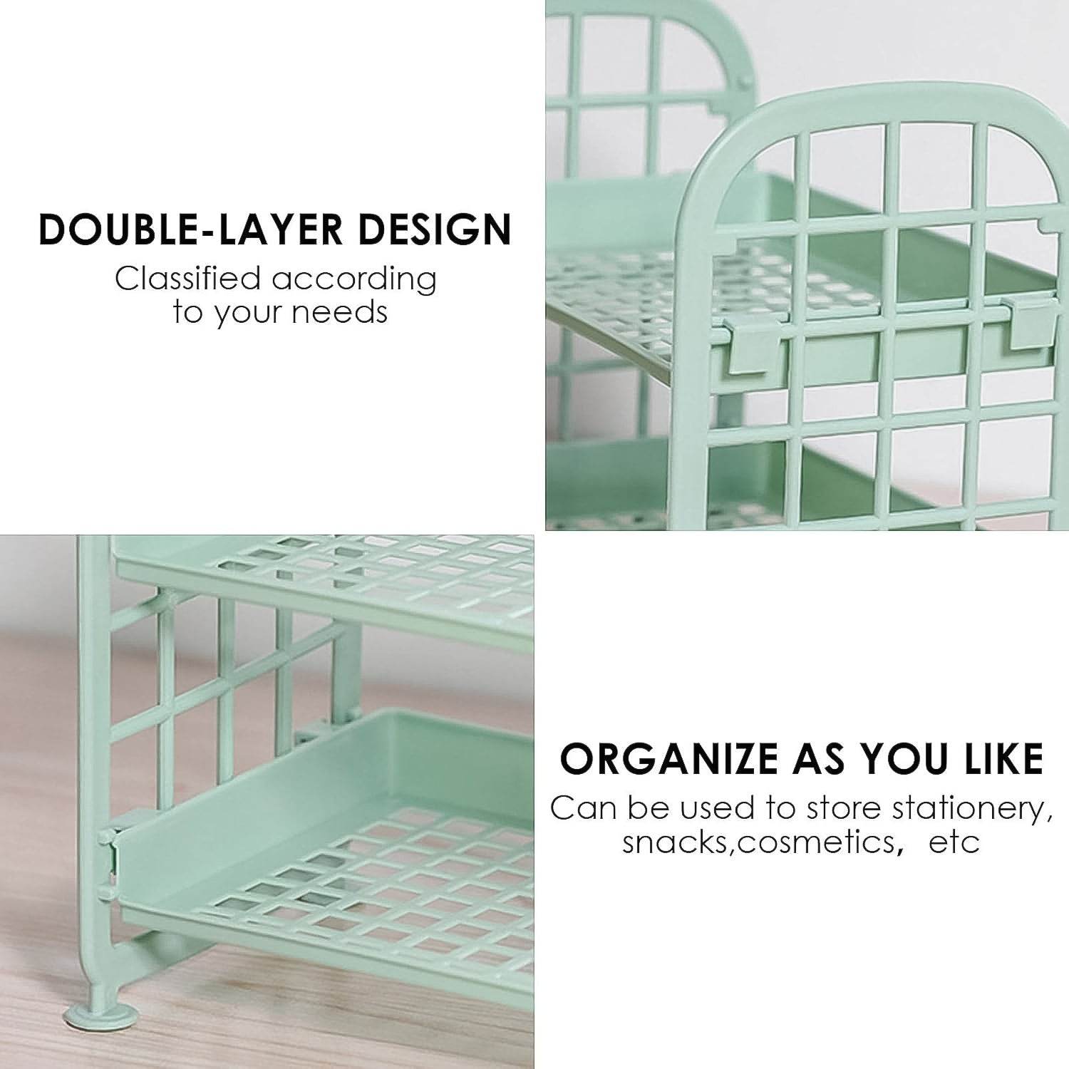 2Layer Foldable Plastic Small Storage Shelf / Rack (1 Pc / Mix Color) - infinityexculsivestore.com