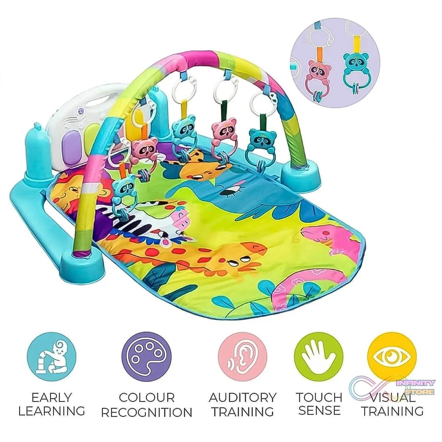 2in1 Baby Kick and Play Piano Gym Mat & Fitness Rack (1 Set) - infinityexculsivestore.com