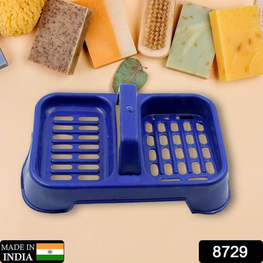 2in1 Plastic Soap Case / Soap Dish / Soap Stand, 2 Section Plastic Soap Case Soap Holder Soap Dish For Bathroom Kitchen Sink (1 Pc / Multicolor ) - infinityexculsivestore.com