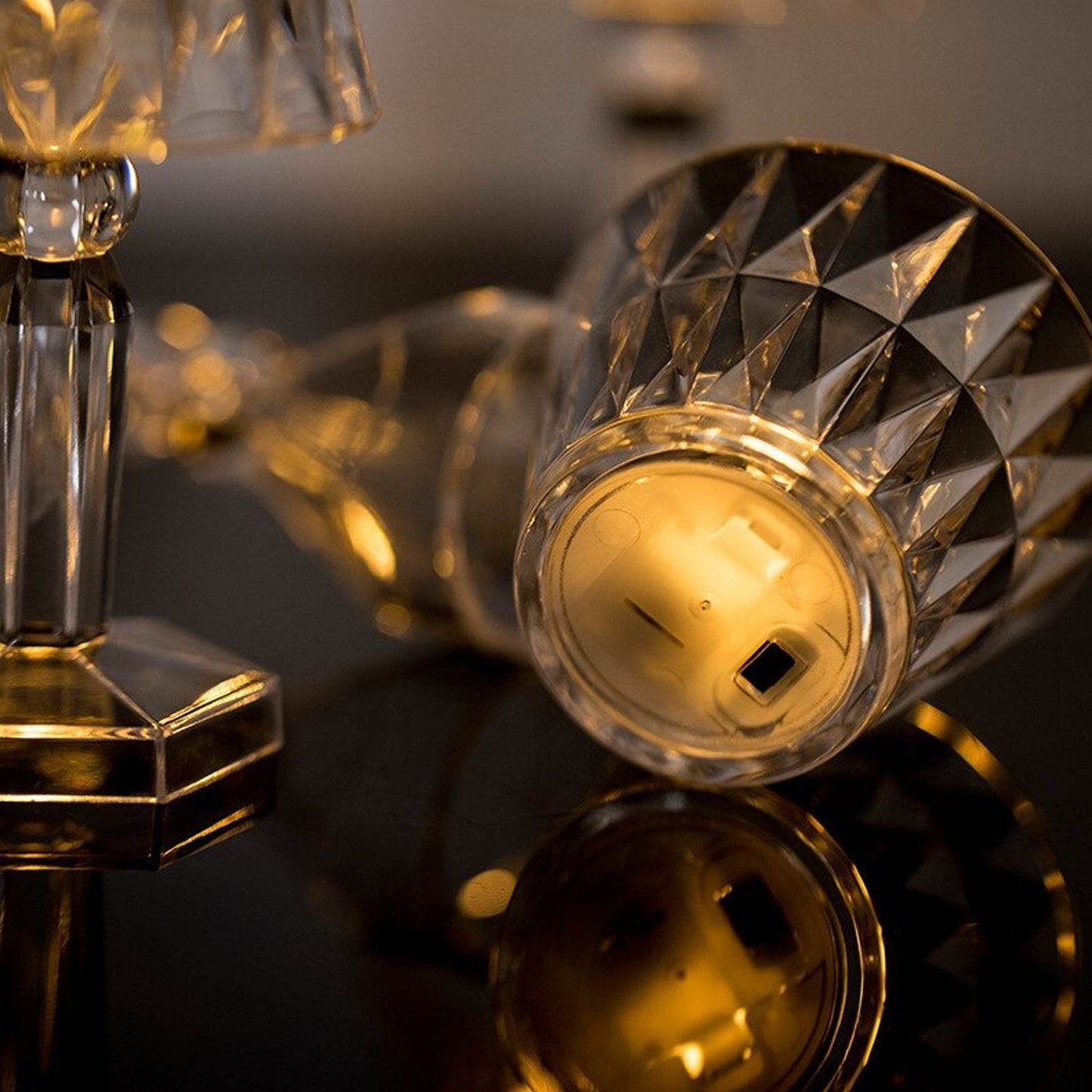 2in1 Transparent Mini Crystal Table Lamp with Reflection Light - infinityexculsivestore.com