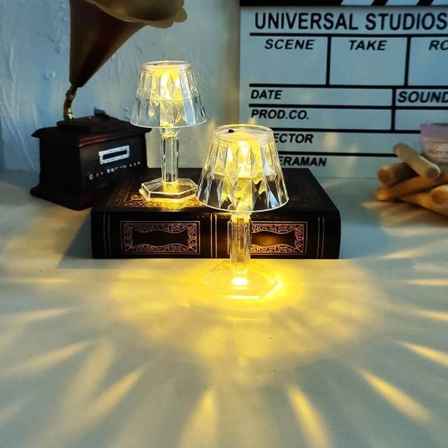 2in1 Transparent Mini Crystal Table Lamp with Reflection Light - infinityexculsivestore.com