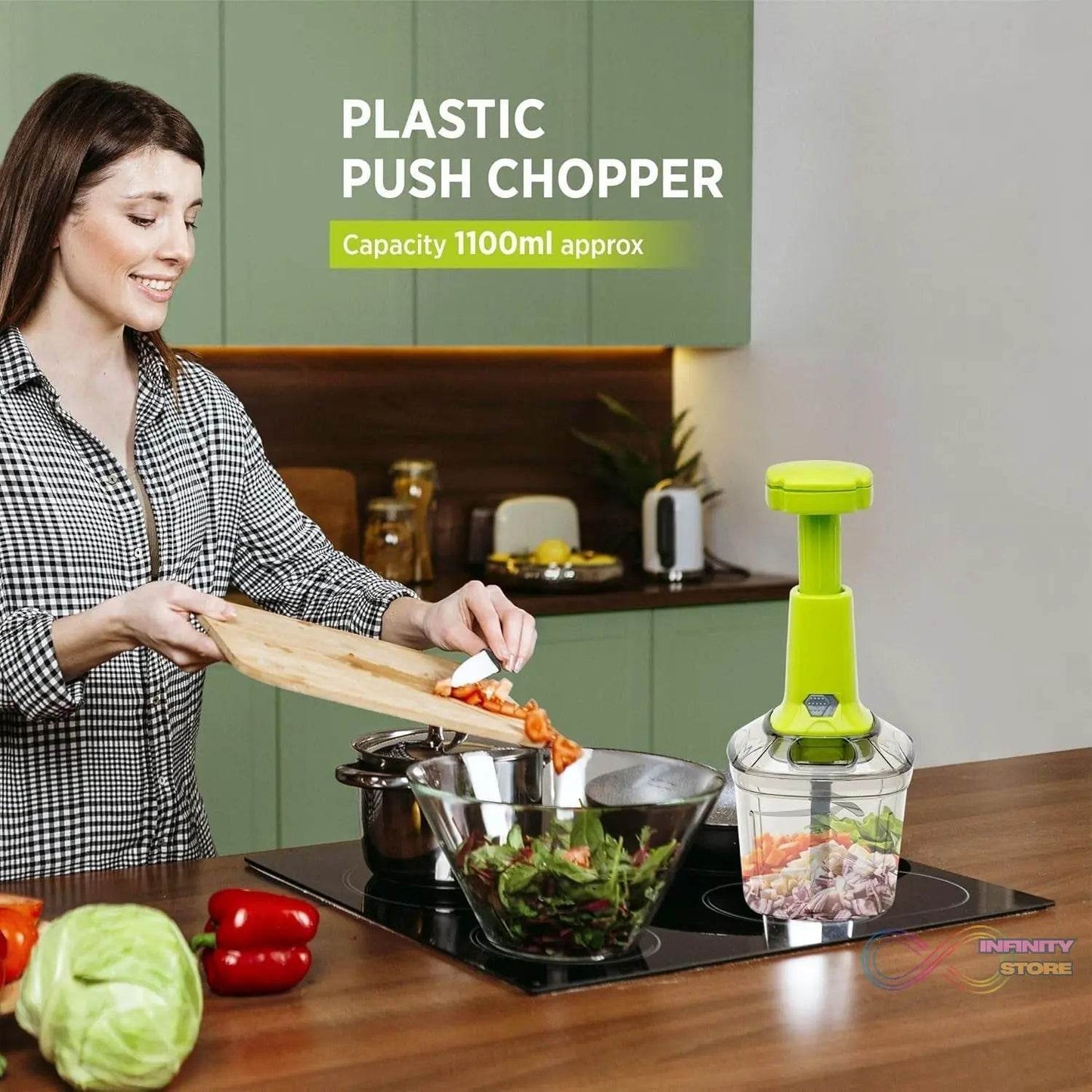 2in1 Press Vegetable Choppers for Kitchen (1100 ML) - infinityexculsivestore.com