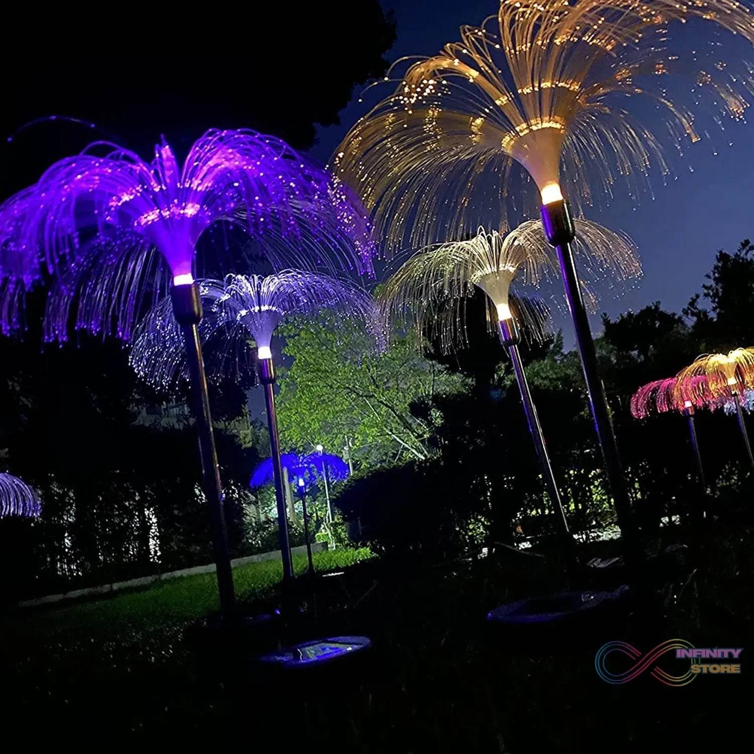 2pcs Garden Solar Outdoor Lights Decorative , 7 Colors Changing RGB Light Waterproof Flower Jellyfish Firework Decor for Garden Patio Landscape Pathway Yard Holiday Decor - infinityexculsivestore.com