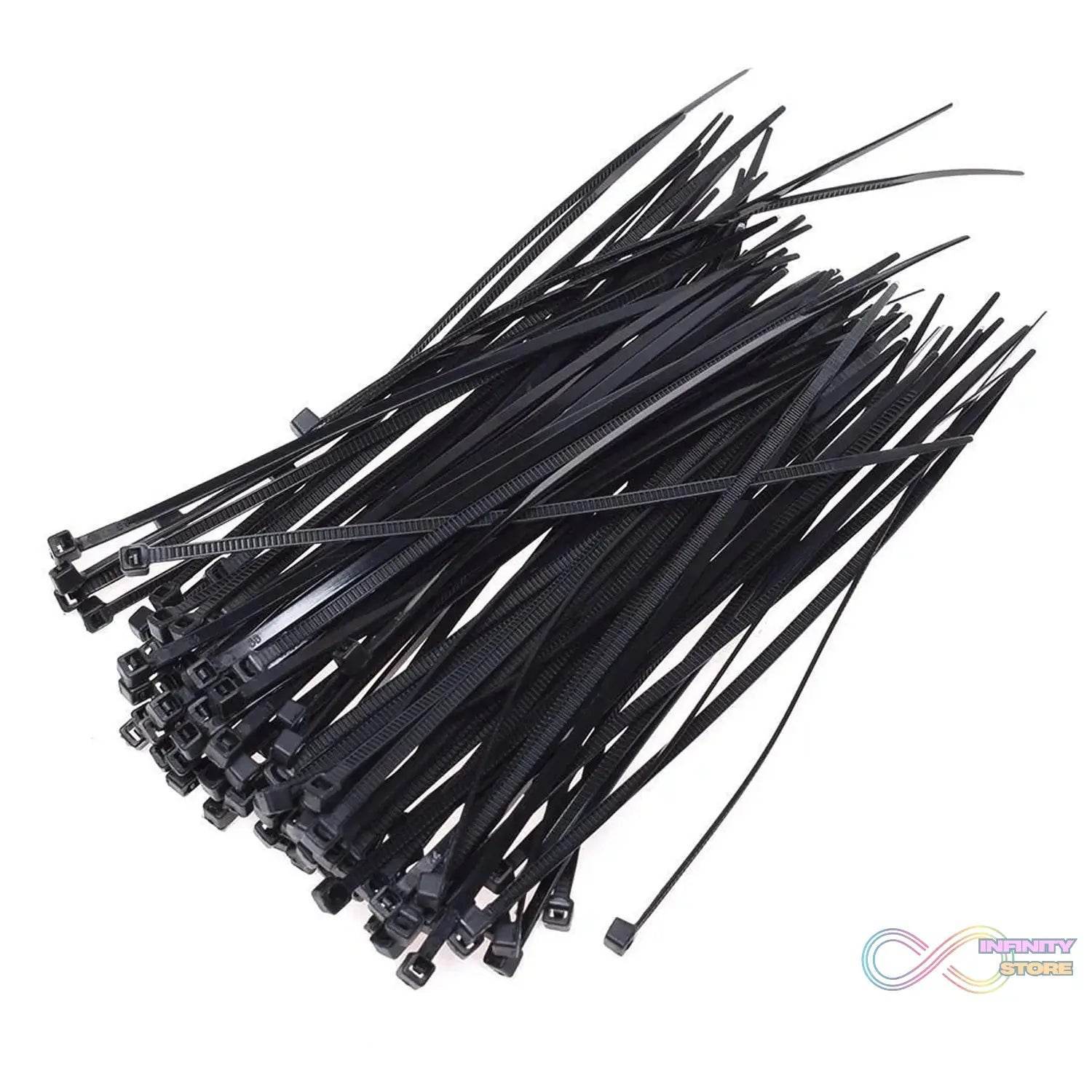 3×100 MM Nylon Self Locking Cable Ties, Heavy Duty Strong Zip Wire Tie. Pack of 100pc - Black - infinityexculsivestore.com