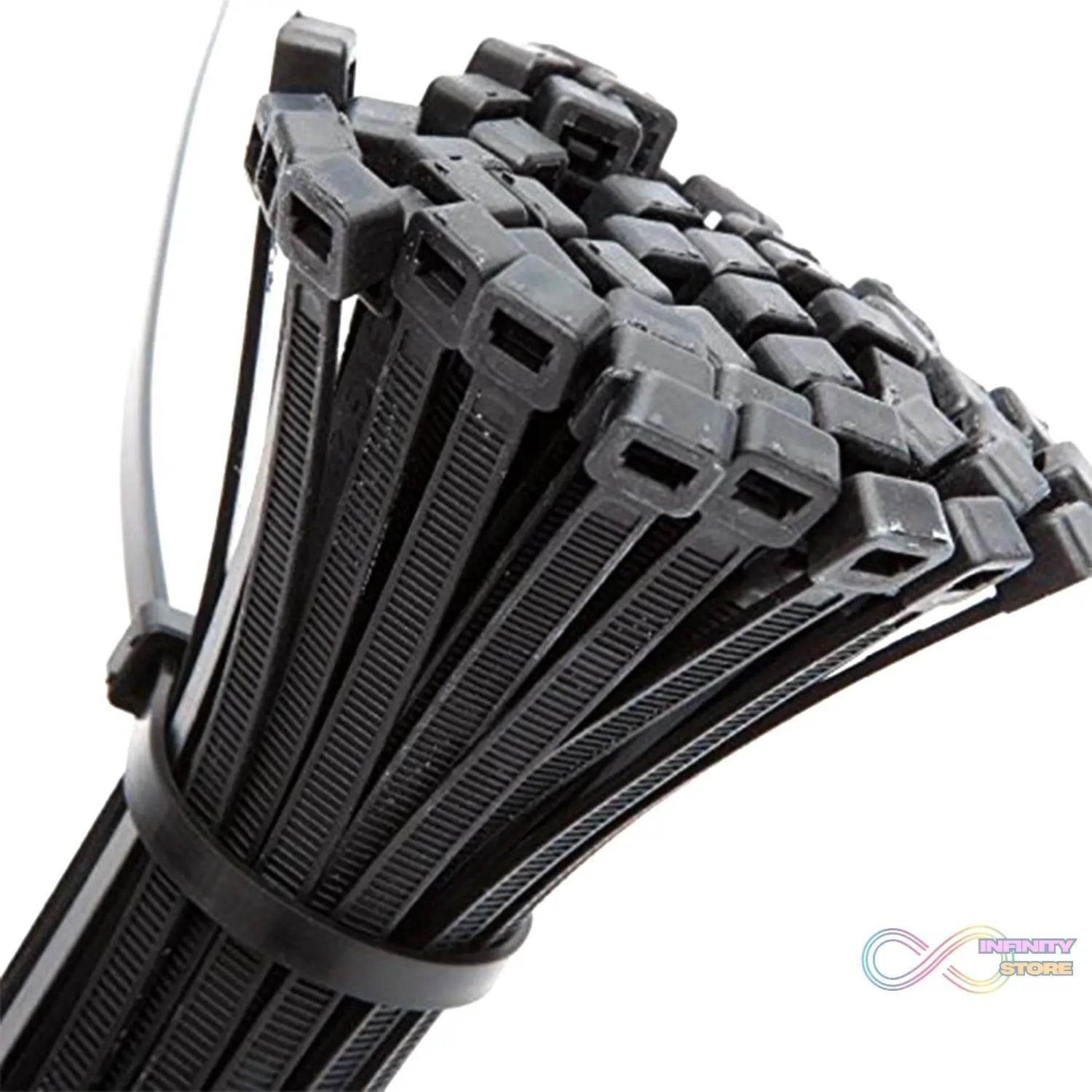 3×100 MM Nylon Self Locking Cable Ties, Heavy Duty Strong Zip Wire Tie. Pack of 100pc - Black - infinityexculsivestore.com
