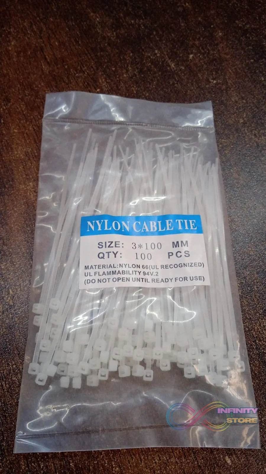 3×100 MM Nylon Self Locking Cable Ties, Heavy Duty Strong Zip Wire Tie. Pack of 100pc - Black - infinityexculsivestore.com