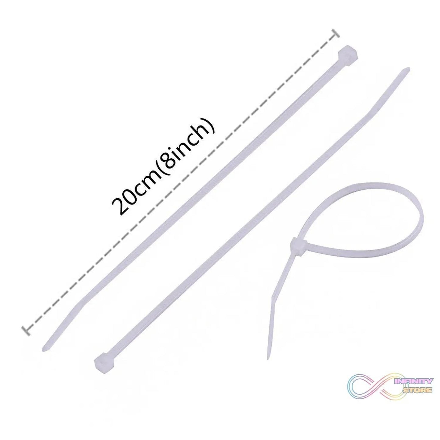 3.2x200 MM Nylon Self Locking Cable Ties, Heavy Duty Strong Zip Wire Tie. Pack of 100 - Black. - infinityexculsivestore.com