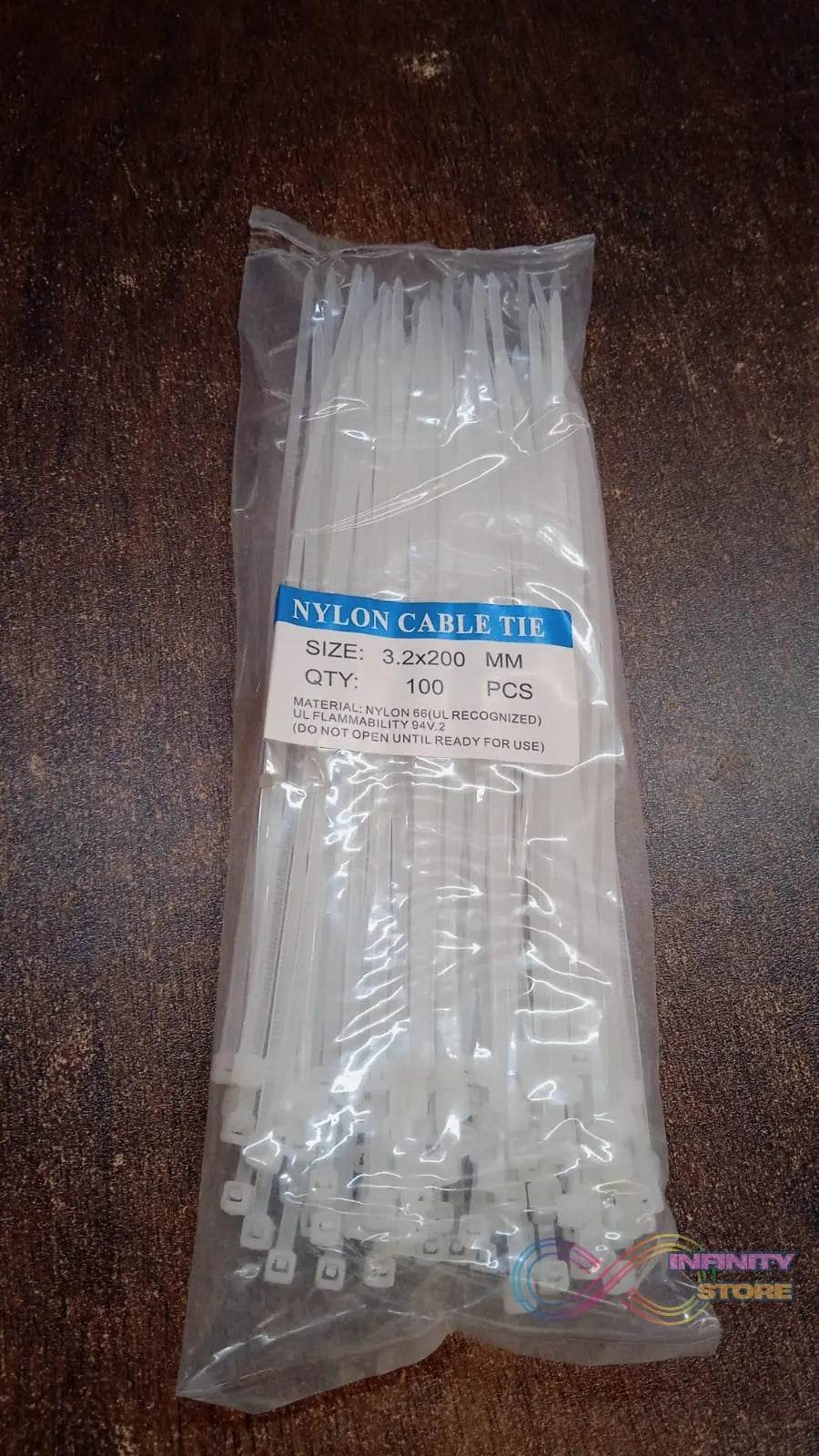 3.2x200 MM Nylon Self Locking Cable Ties, Heavy Duty Strong Zip Wire Tie. Pack of 100 - Black. - infinityexculsivestore.com