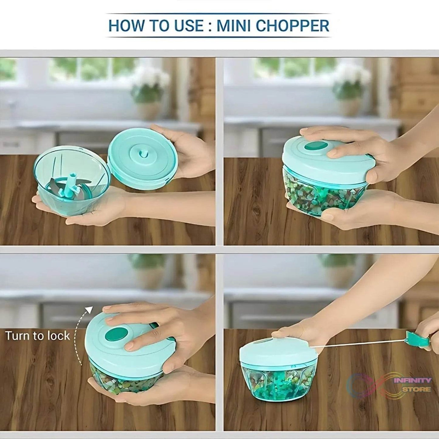 3 Blades Handy Chopper and Slicer Used Widely for chopping and Slicing (450 ML / 1 Pc) - infinityexculsivestore.com