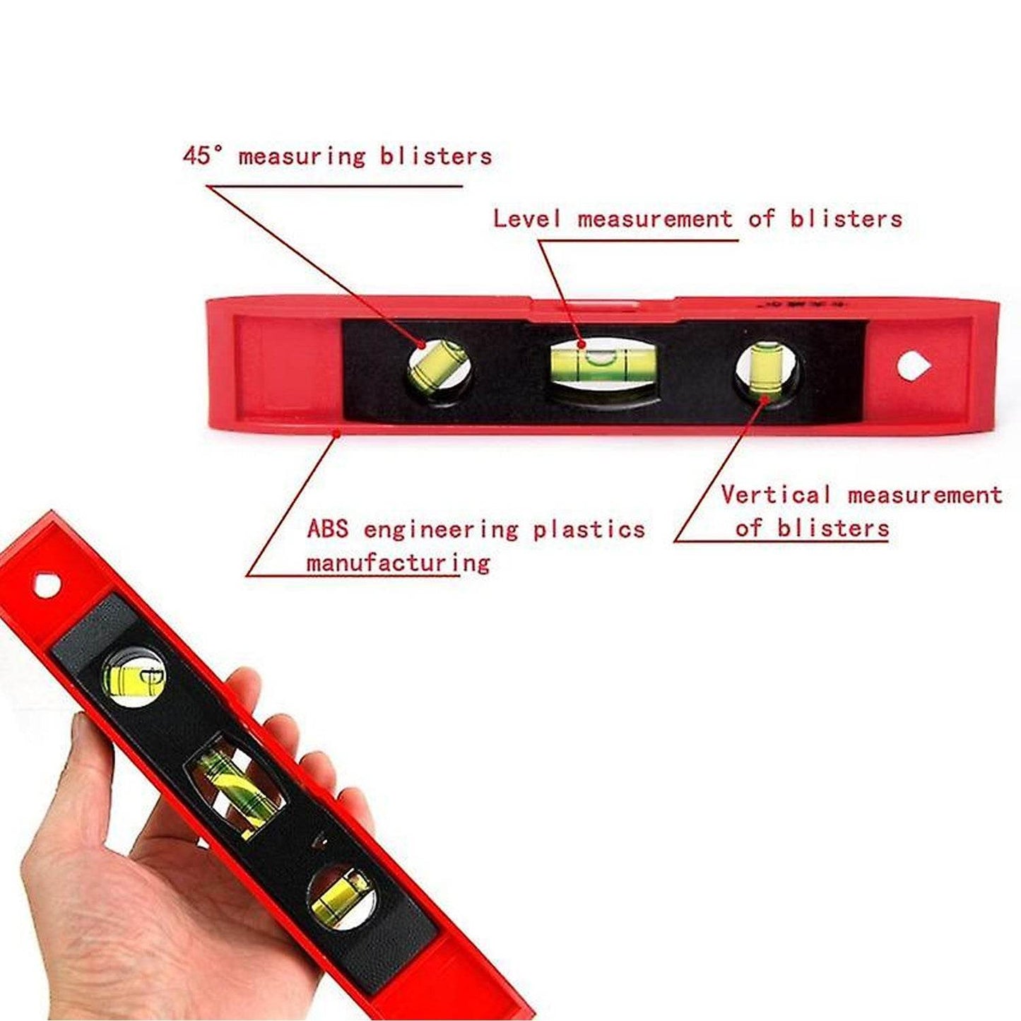 3 Bubble Mini Spirit Level Plastic Torpedo Carpenter's Spirit Level Measurement tools - infinityexculsivestore.com