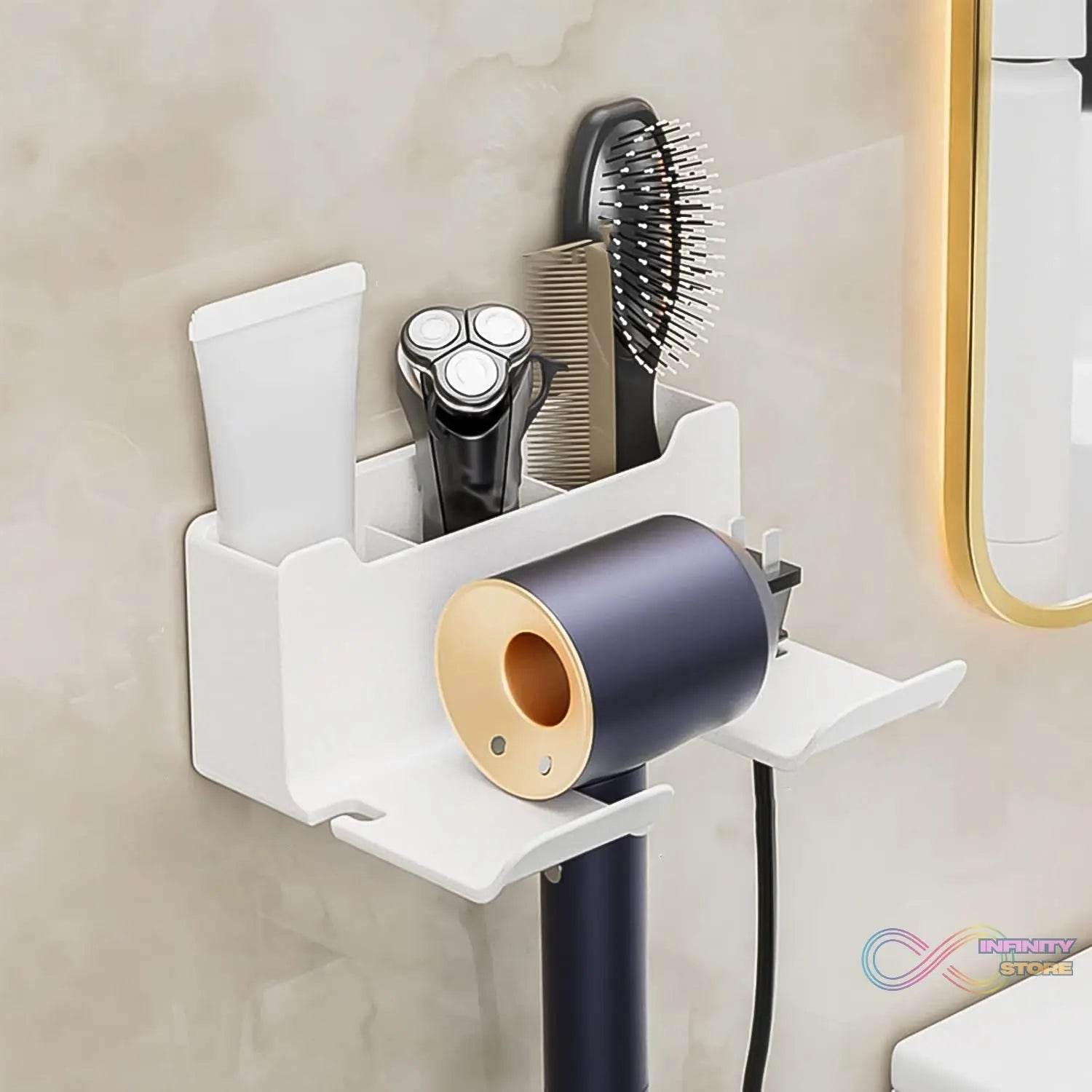 3 Compartment Wall Mount Hair Blower, Hair Dryers Holder (1 Pc) - infinityexculsivestore.com