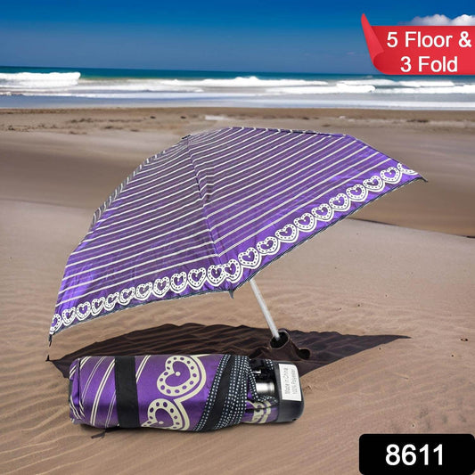 3 - Fold & 5 Floor Sun Protective Solid Foldable Umbrella (1 Pc) - infinityexculsivestore.com