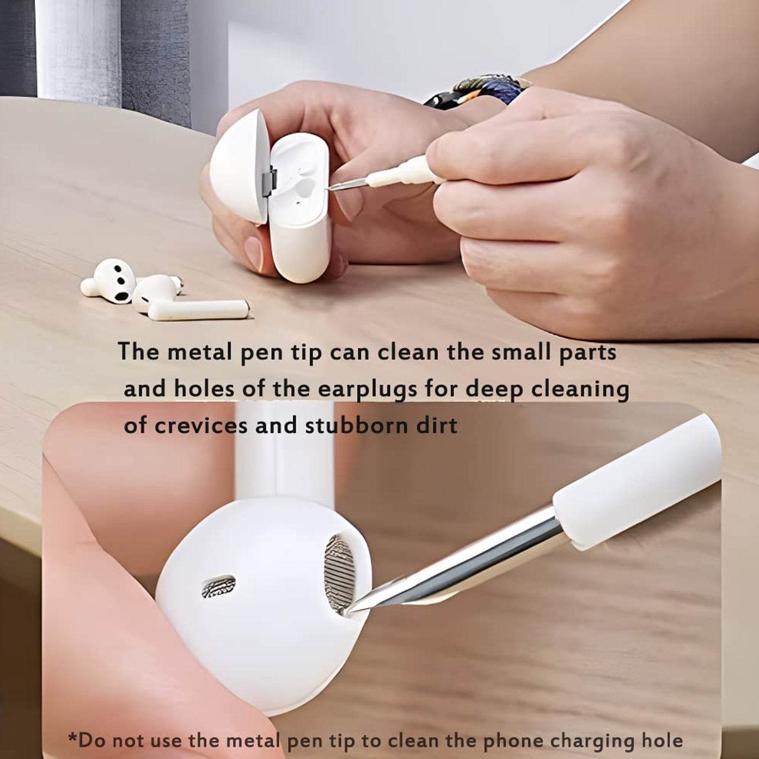 3 In 1 Earbuds Cleaning Pen For Cleaning Of Ear Buds And Ear Phones Easily Without Having Any Damage. - infinityexculsivestore.com