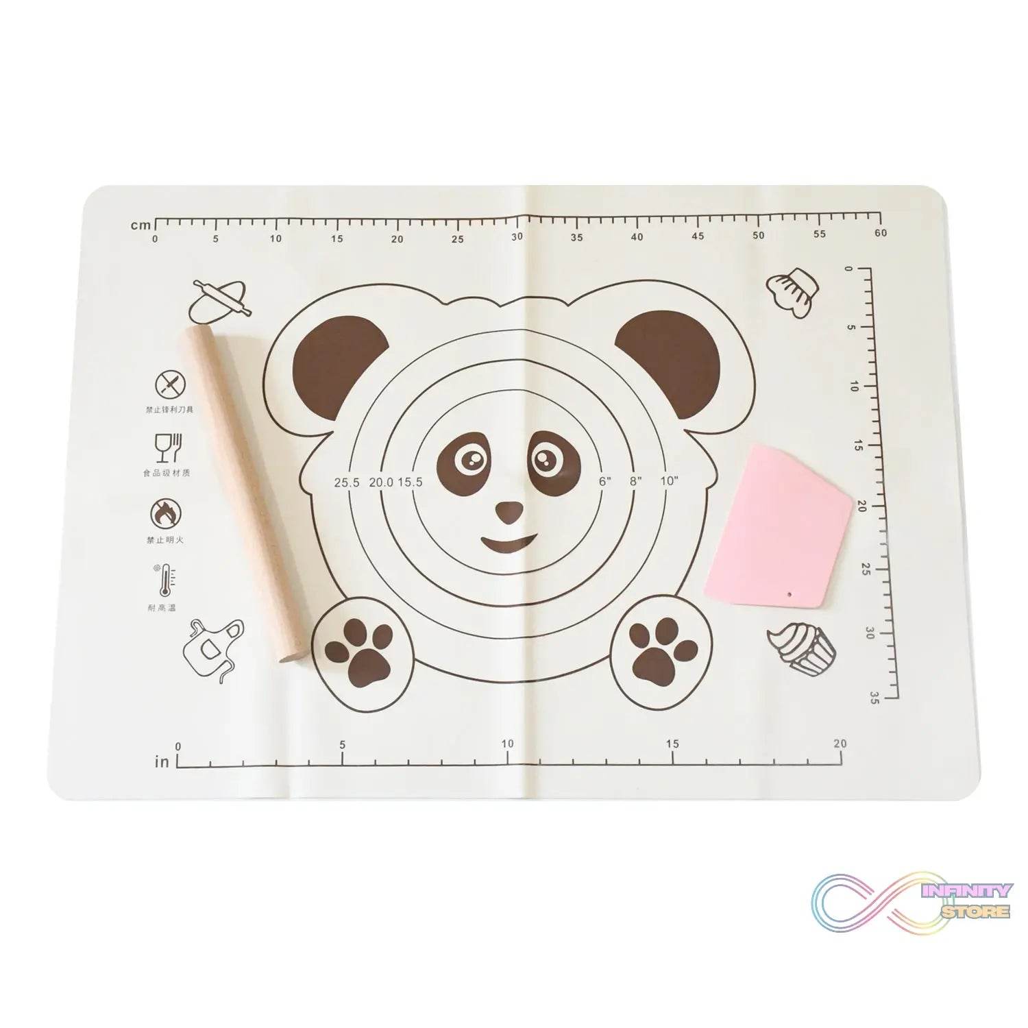 3 In 1 Silicone Baking Mat With Wooden Belan & Cake Scraper (3 Pcs Set / 50×70 CM) - infinityexculsivestore.com