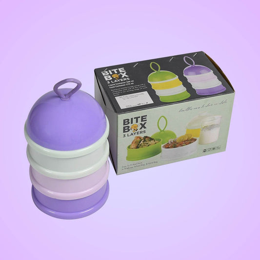 3 Layer Cute Portable Baby Food Milk Powder Storage Box Bottle Container Milk Powder Baby Food Container Bowl. (Purple) - infinityexculsivestore.com