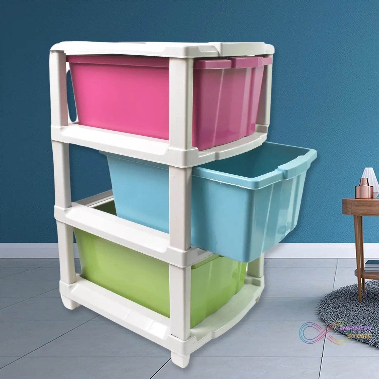 3 - Layer Plastic Drawer Storage Organizer, Multi - Purpose Cabinet (1 Pc / Mix Color) - infinityexculsivestore.com