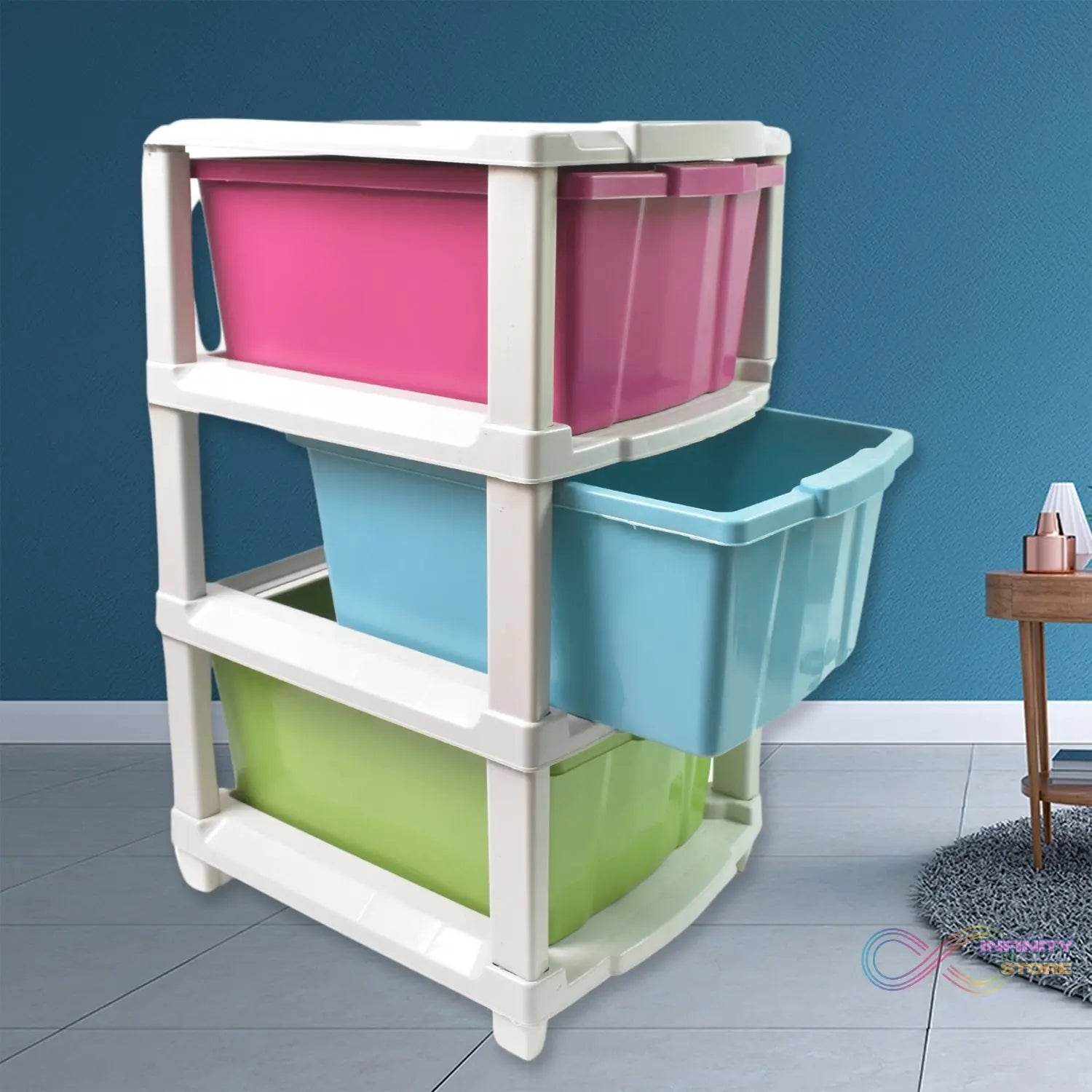 3 - Layer Plastic Drawer Storage Organizer, Multi - Purpose Cabinet (1 Pc / Mix Color) - infinityexculsivestore.com