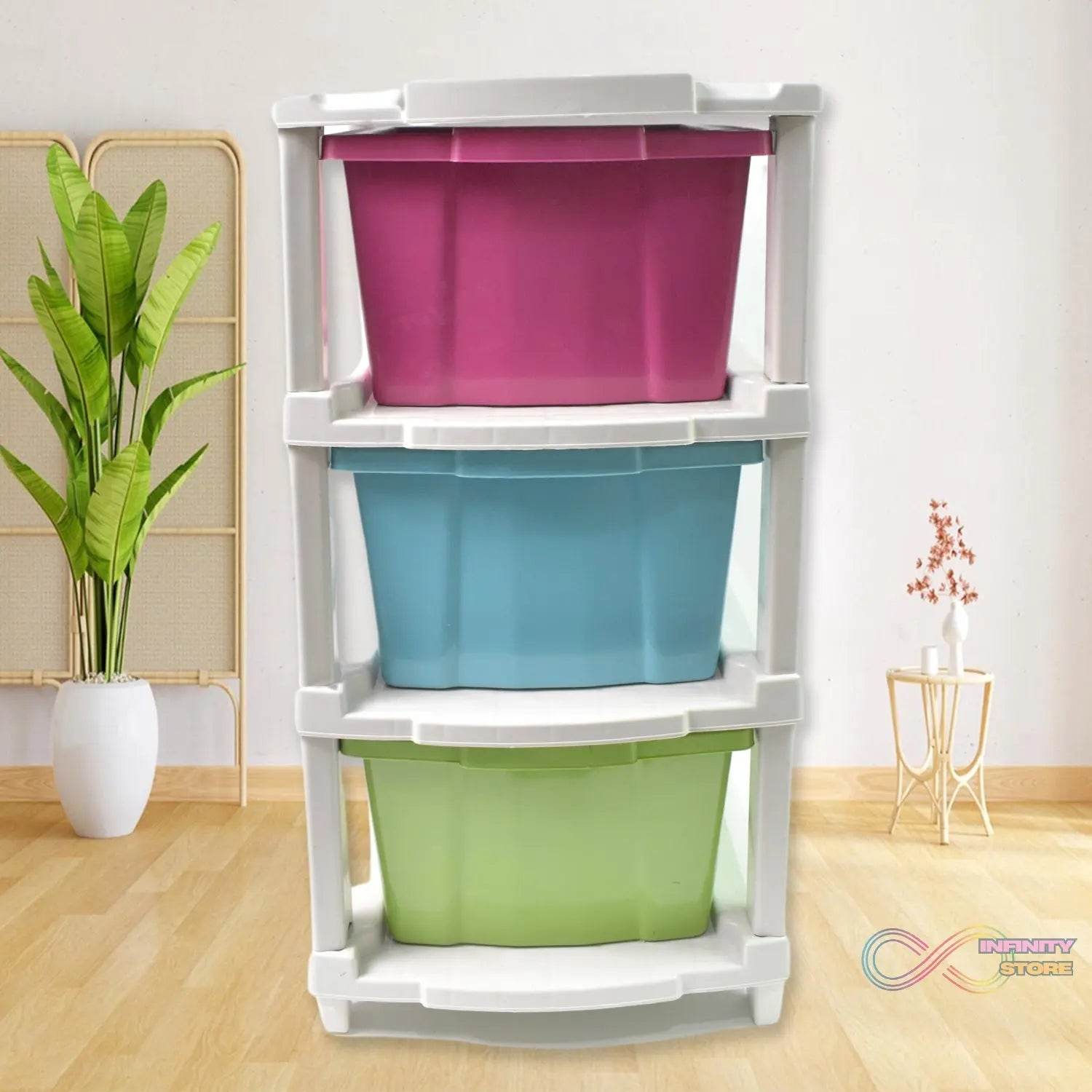 3 - Layer Plastic Drawer Storage Organizer, Multi - Purpose Cabinet (1 Pc / Mix Color) - infinityexculsivestore.com