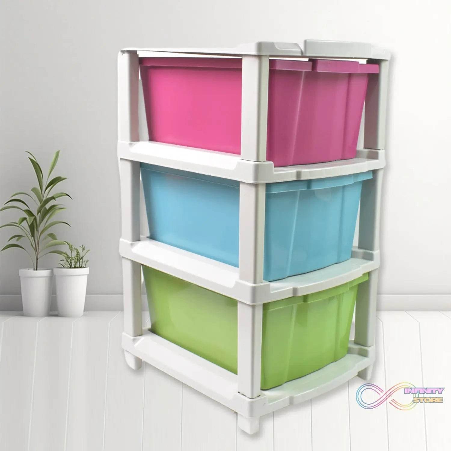 3 - Layer Plastic Drawer Storage Organizer, Multi - Purpose Cabinet (1 Pc / Mix Color) - infinityexculsivestore.com
