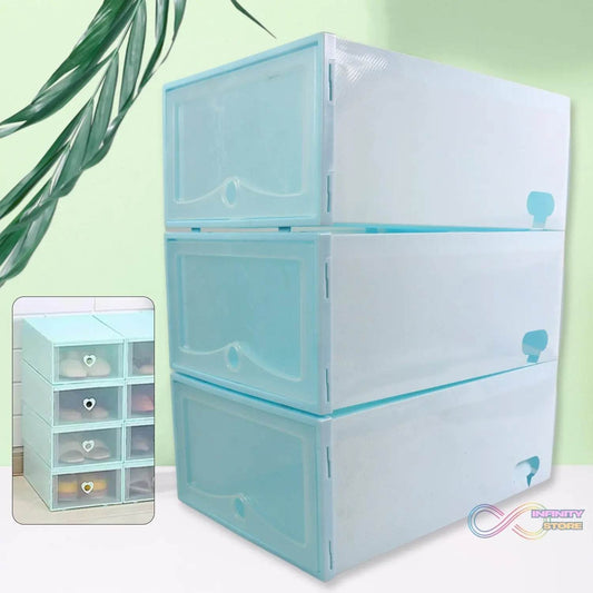 3 Layer Plastic Shoes Storage Box, Stackable Shoe Storage (1 Set / 3 Layer Set) - infinityexculsivestore.com