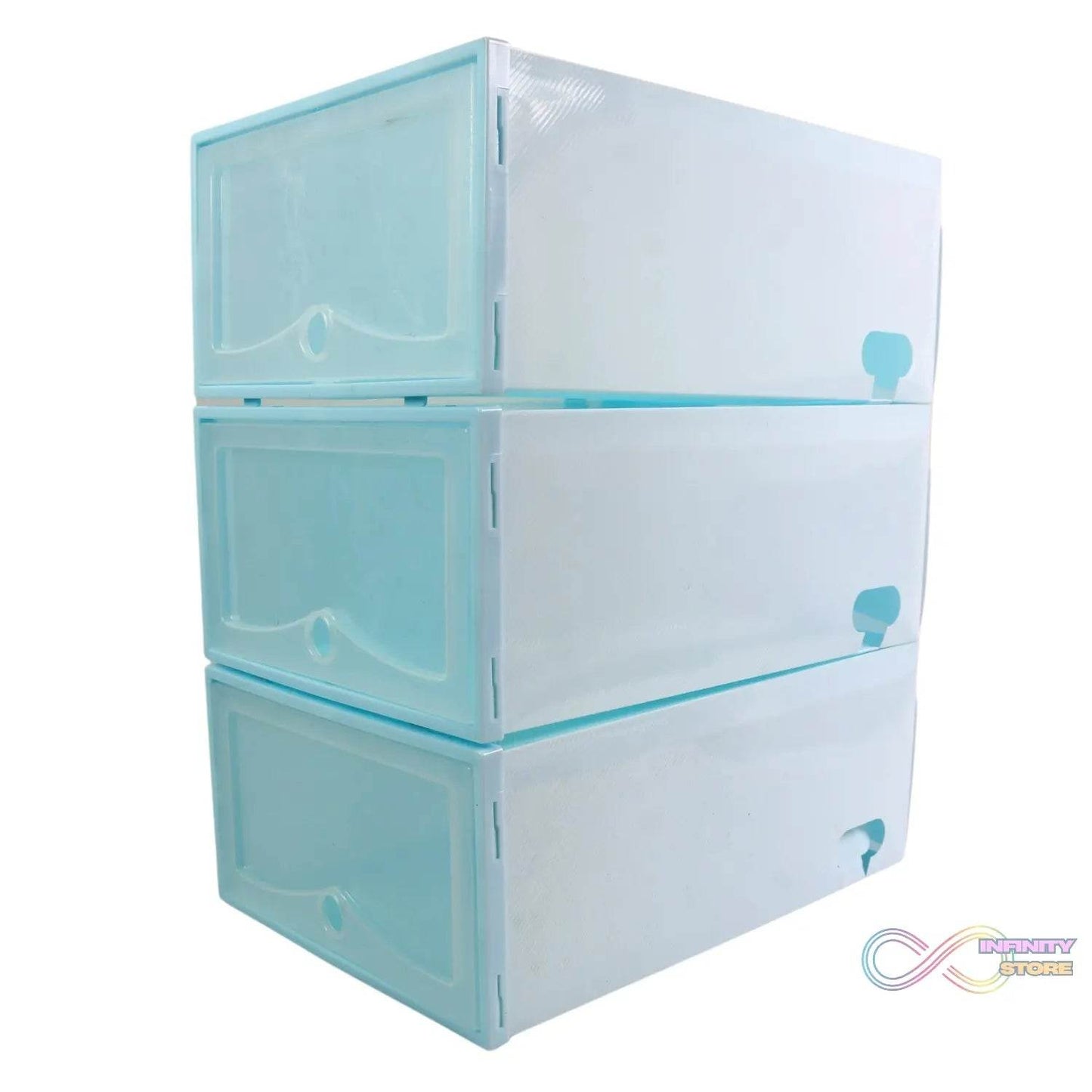 3 Layer Plastic Shoes Storage Box, Stackable Shoe Storage (1 Set / 3 Layer Set) - infinityexculsivestore.com