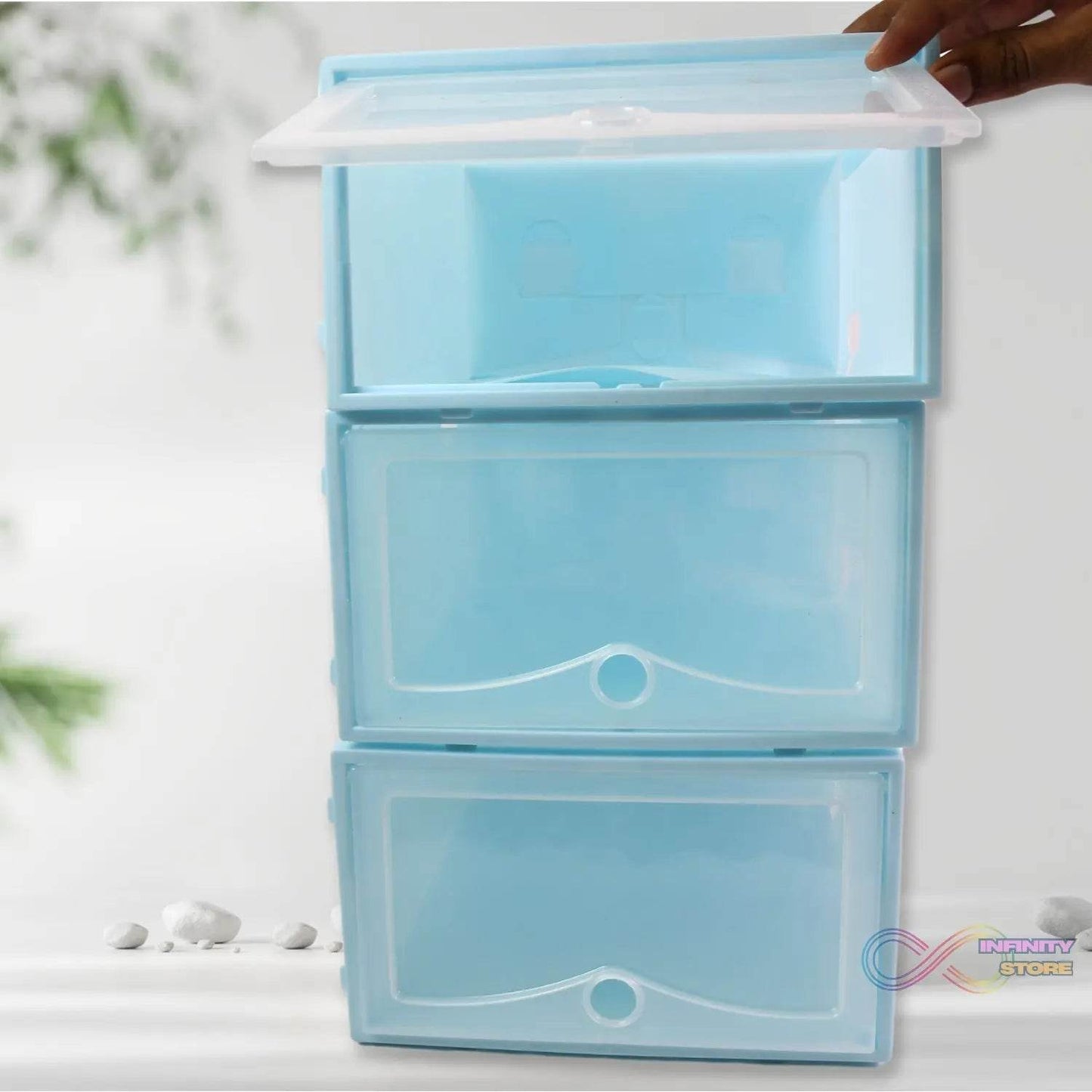 3 Layer Plastic Shoes Storage Box, Stackable Shoe Storage (1 Set / 3 Layer Set) - infinityexculsivestore.com