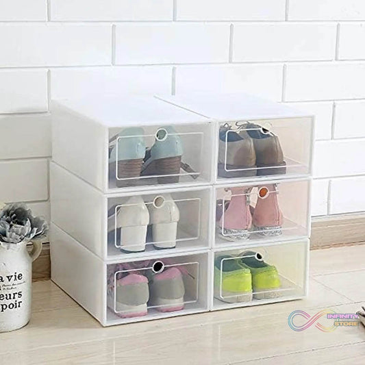 3 Layer Transparent Shoes Storage Box Plastic Stackable Shoe Storage (1 Set / 3 Layer) - infinityexculsivestore.com