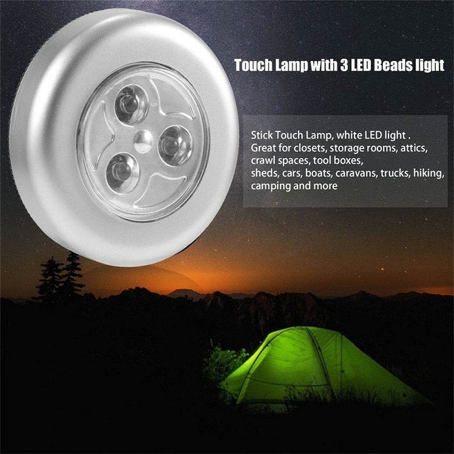 3 Led Cordless Stick Tap Wardrobe Touch Light Lamp - infinityexculsivestore.com