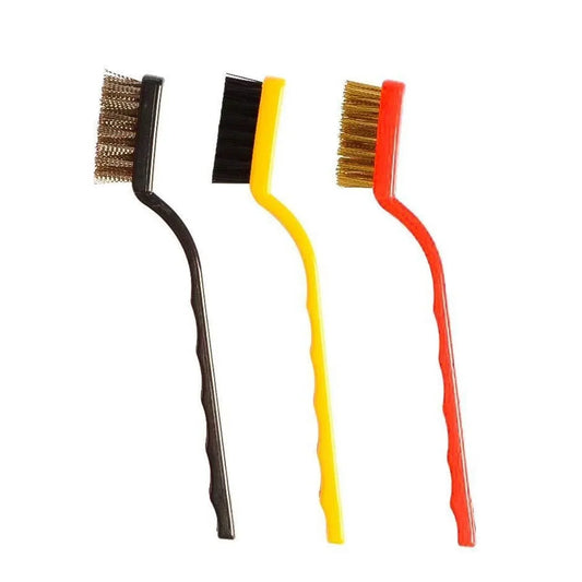 '-3 Pc Mini Wire Brush Set (Brass, Nylon, Stainless Steel Bristles) - infinityexculsivestore.com