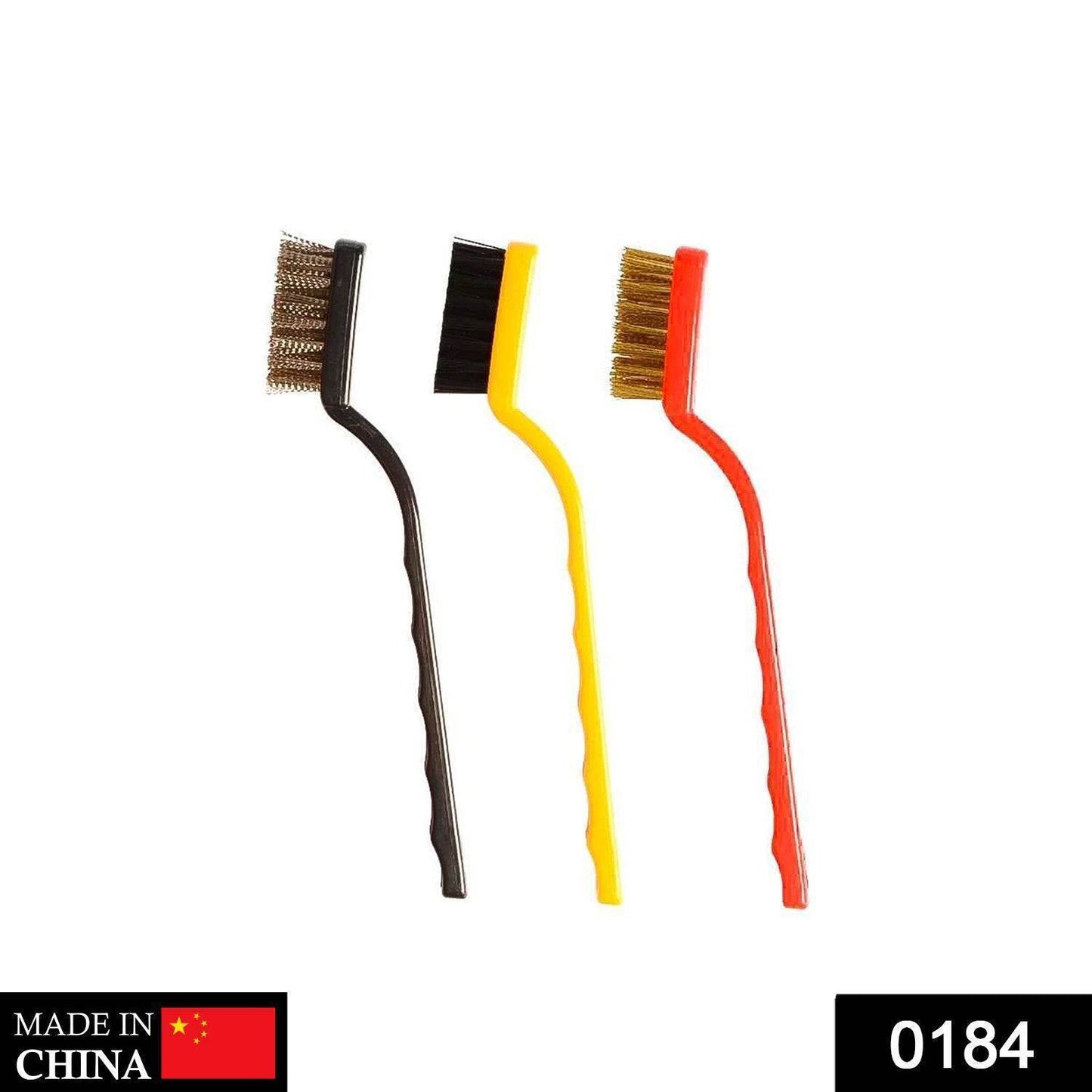 '-3 Pc Mini Wire Brush Set (Brass, Nylon, Stainless Steel Bristles) - infinityexculsivestore.com