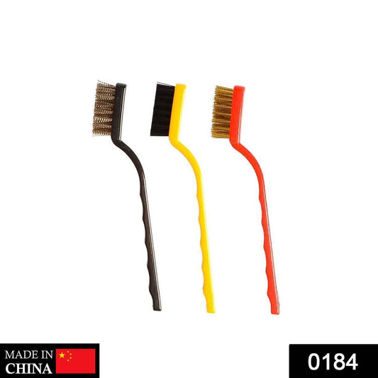 '-3 Pc Mini Wire Brush Set (Brass, Nylon, Stainless Steel Bristles) - infinityexculsivestore.com
