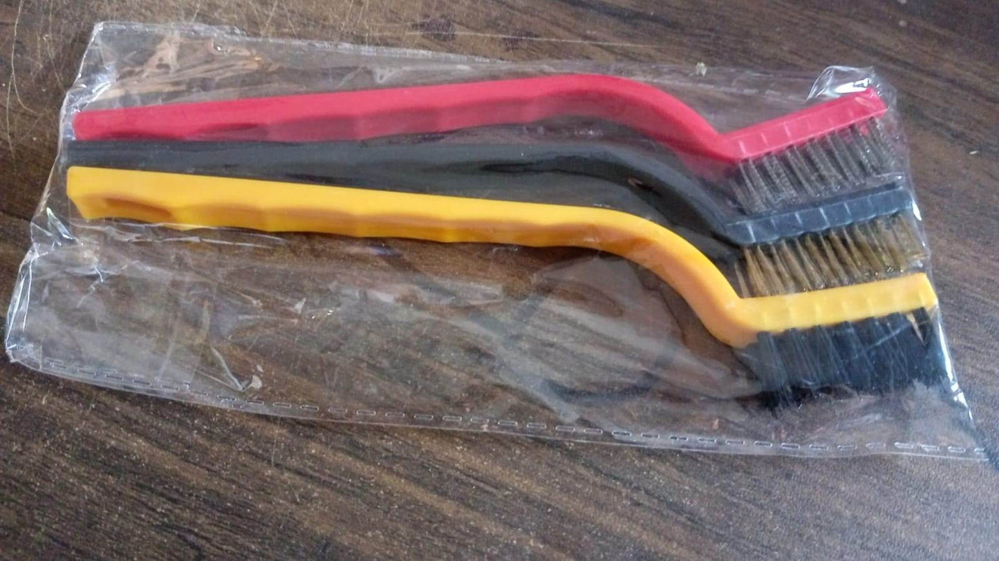 3-Piece Mini Wire Brush Set: Tackle Tough Cleaning Jobs (Multi-Material) - infinityexculsivestore.com