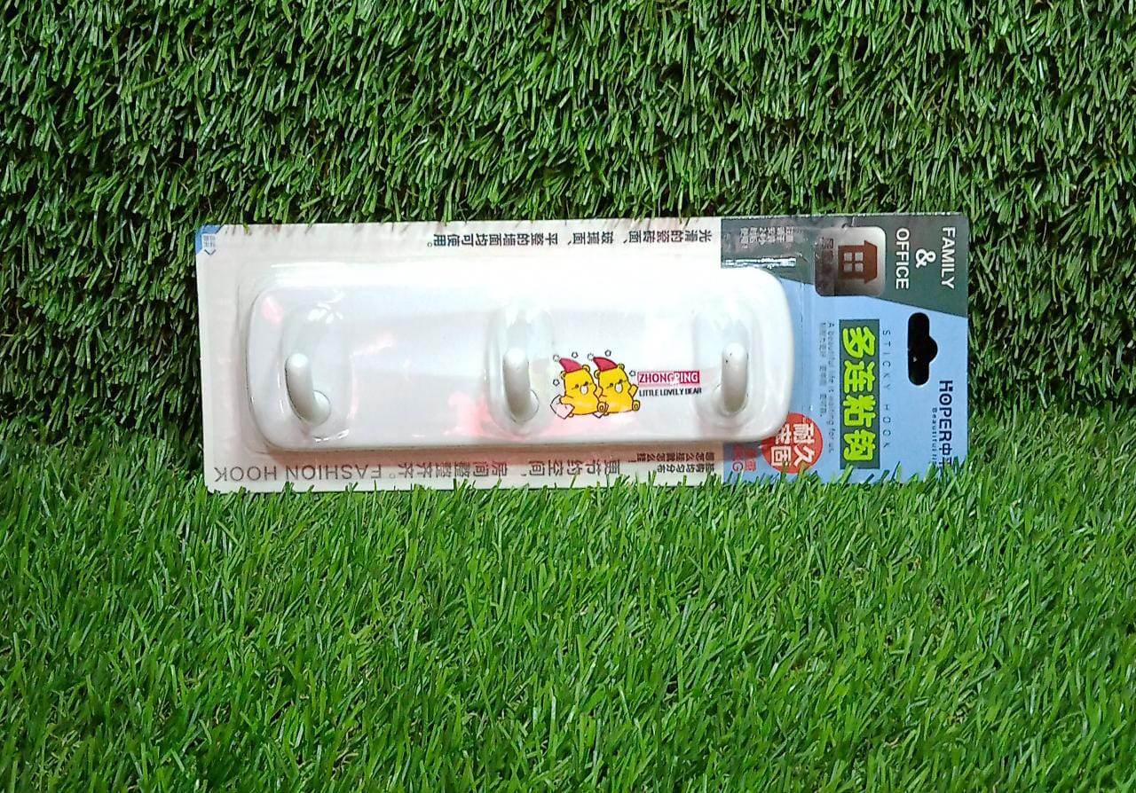 3 Pin Plastic Cloth hanger, Wall Door Hooks Rail for Hanging Clothes. - infinityexculsivestore.com