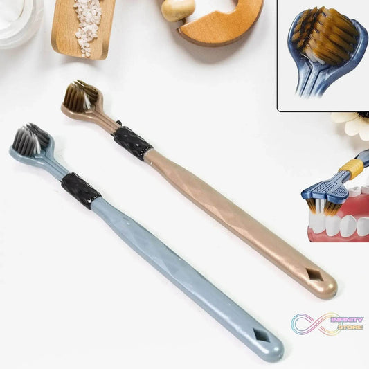 3 Sided Toothbrush, Soft Bristle Toothbrush (2 Pc Set) - infinityexculsivestore.com