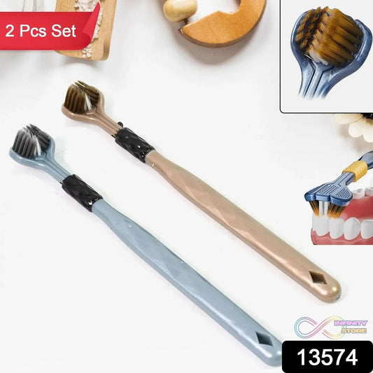 3 Sided Toothbrush, Soft Bristle Toothbrush (2 Pc Set) - infinityexculsivestore.com