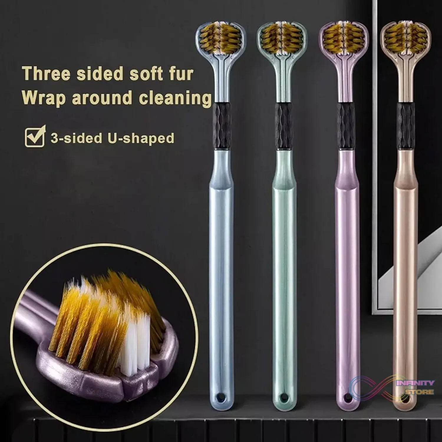 3 Sided Toothbrush, Soft Bristle Toothbrush (2 Pc Set) - infinityexculsivestore.com