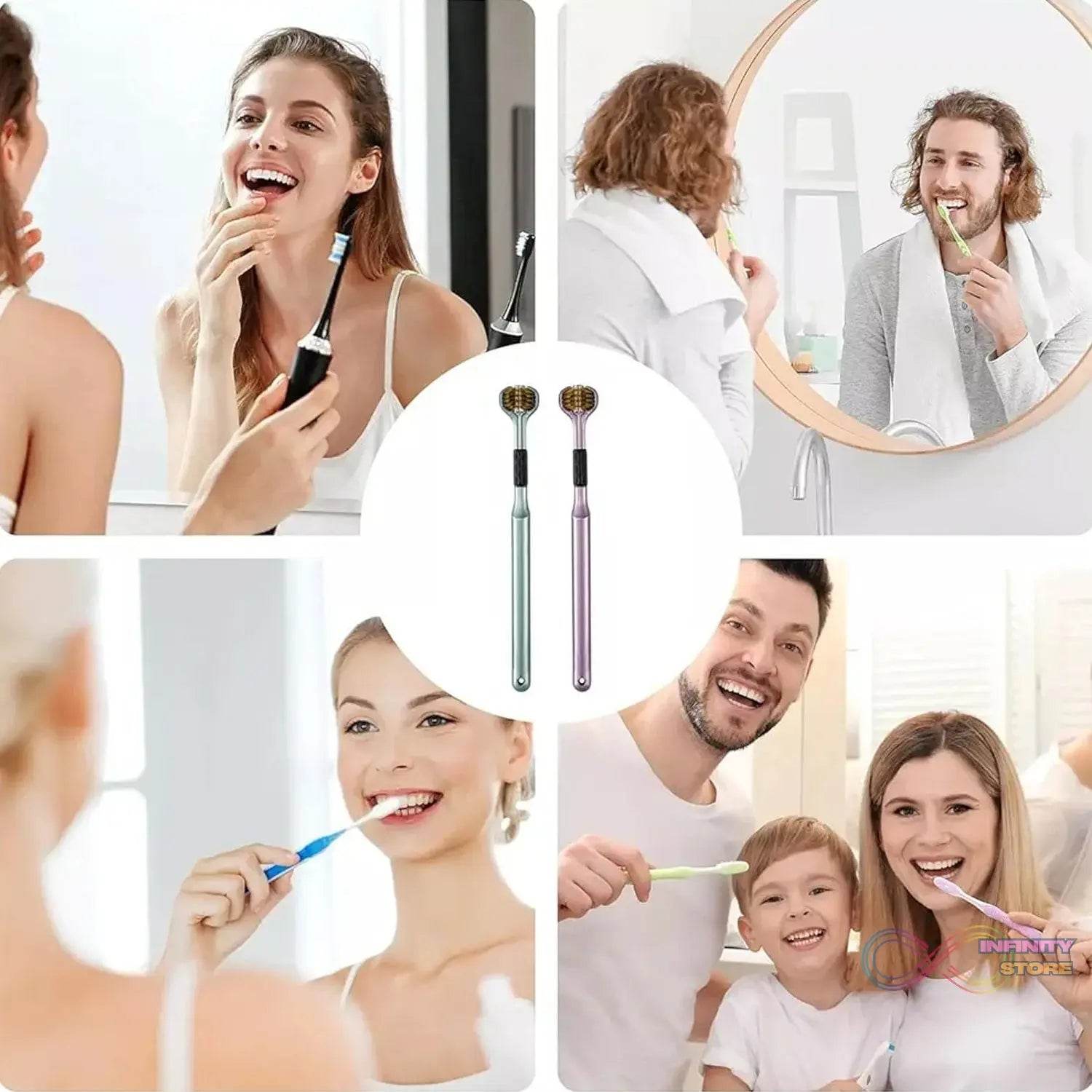 3 Sided Toothbrush, Soft Bristle Toothbrush (2 Pc Set) - infinityexculsivestore.com
