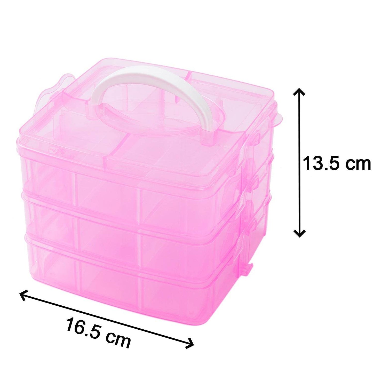3-Tier 18 Sections Transparent Stackable Adjustable Compartment Slot Plastic Craft Storage Box - infinityexculsivestore.com