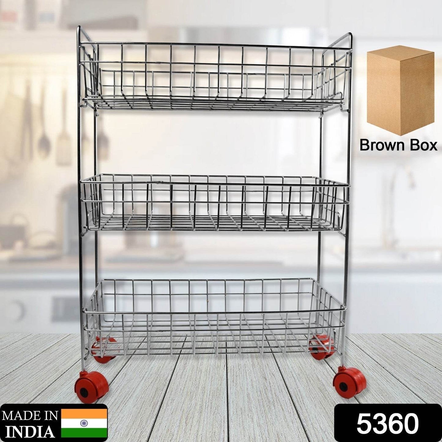 3 - Tier Stainless Steel Kitchen Trolley , Fruit & Vegetable Rack - infinityexculsivestore.com