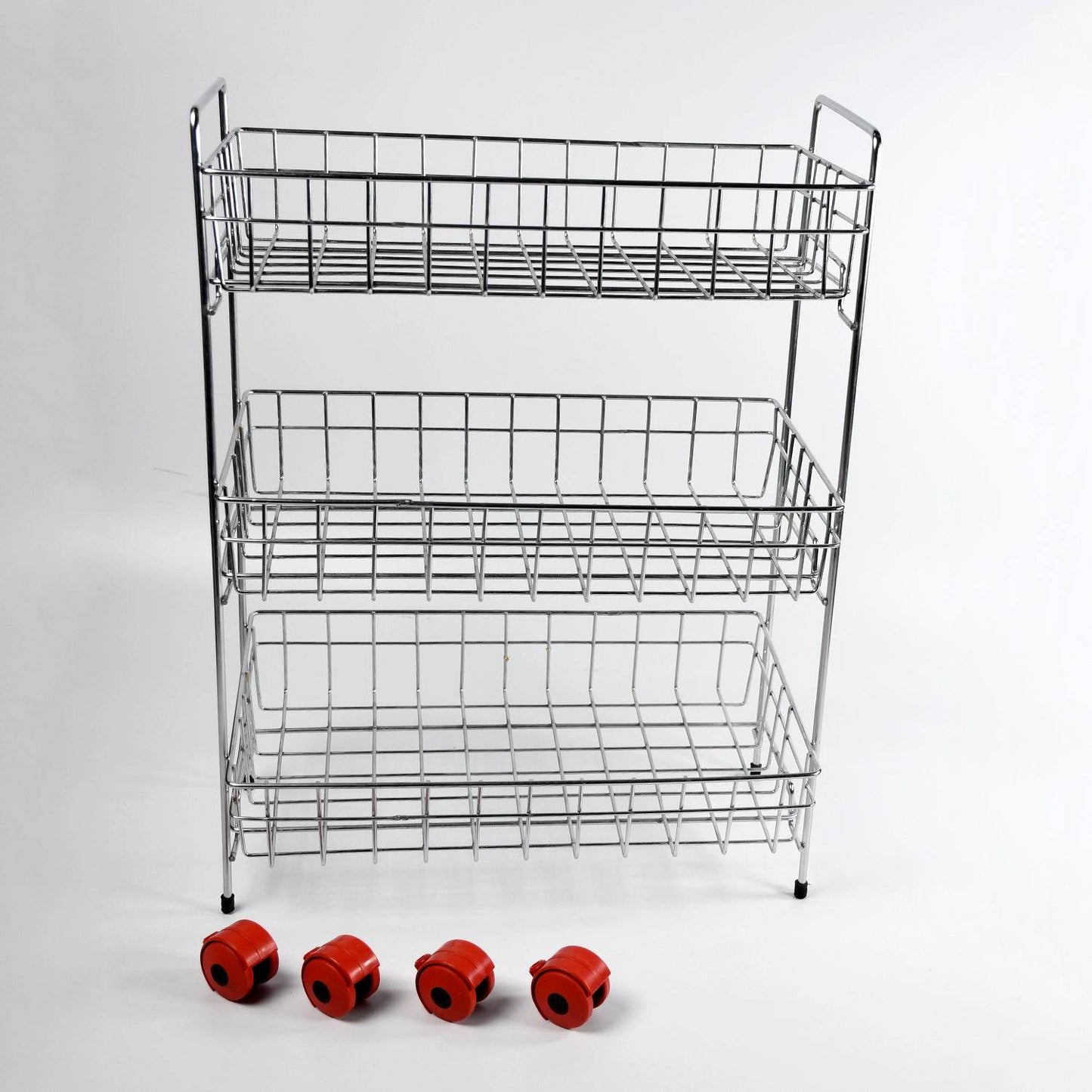 3 - Tier Stainless Steel Kitchen Trolley , Fruit & Vegetable Rack - infinityexculsivestore.com