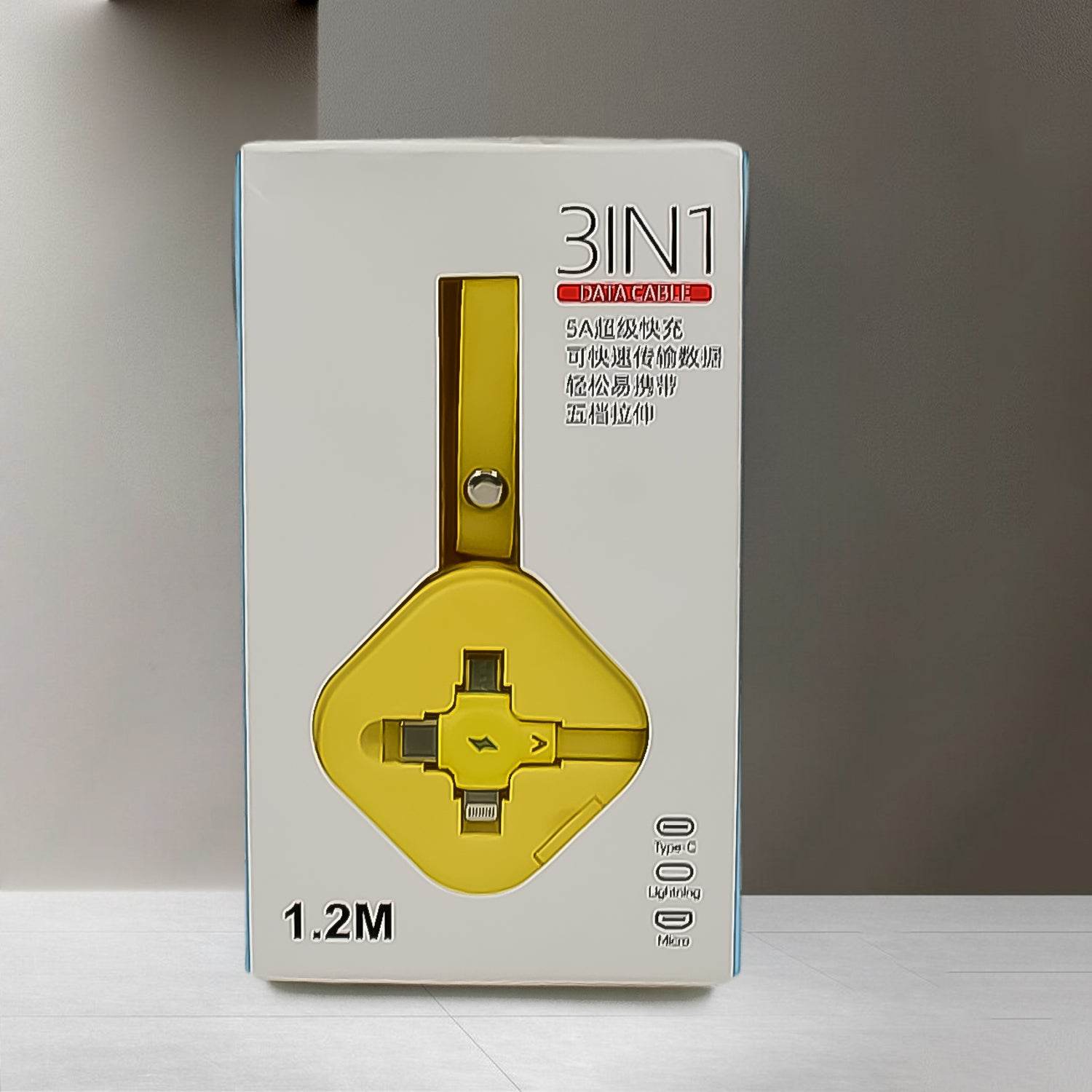 3 in 1 Charger Cable, Retractable Type, Compatible with Smartphones (1 Pc) - infinityexculsivestore.com